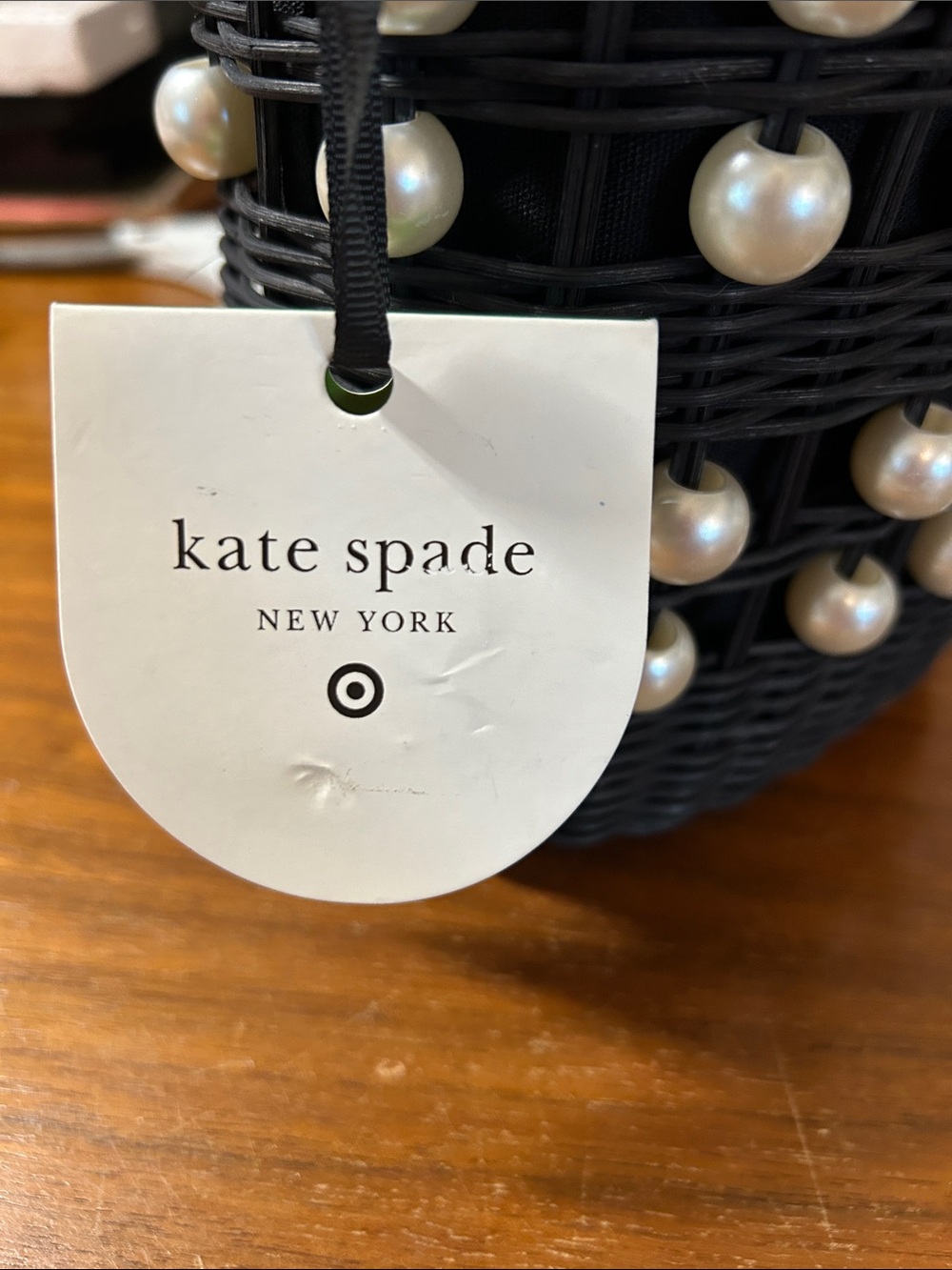Kate spade x Target Woven Pearl-Embellished Bucket Bag - Black - Picture 2 of 11